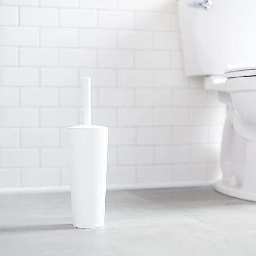 Melamine Toilet Brush Holder Set - White