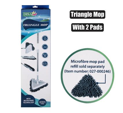 Microfibre Triangle Mop with 2 Pads - 1.3m