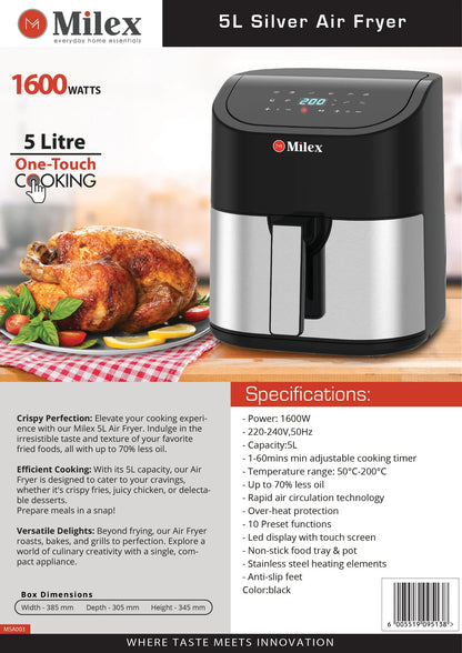 Milex Silverline 5L Air Fryer