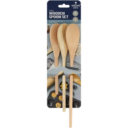 Millini Wooden Spoon Set 3 Piece