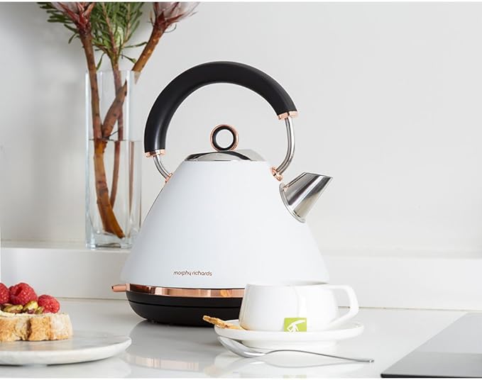 Morphy Richards Matte White & Rose Gold Accents Rose Gold Collection Pyramid Kettle 1.5L