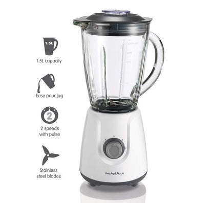 Morphy Richards White Glass Jug Blender 400W