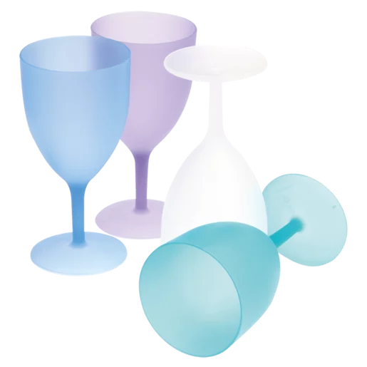 Multicoloured Milk Plastic Wine Goblet 400ml - 4 Piece