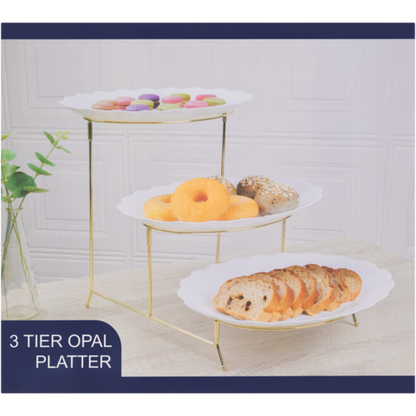 Opal 3 Tier Chip & Dip Serving Platters 4 Piece