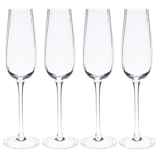 Optic Flute Glass 220ml - 4 Pack