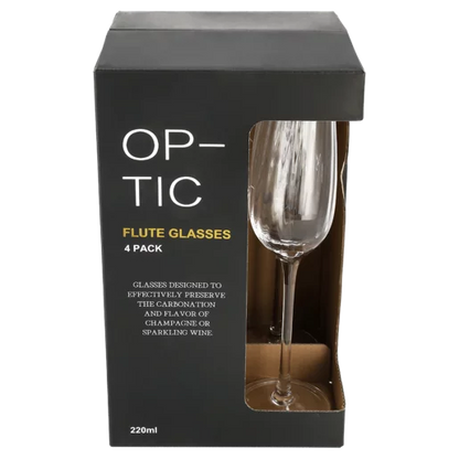 Optic Flute Glass 220ml - 4 Pack