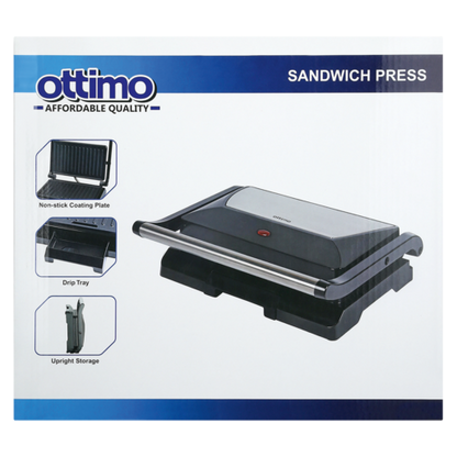 Ottimo 2 Slice Stainless Steel Sandwich Press Black