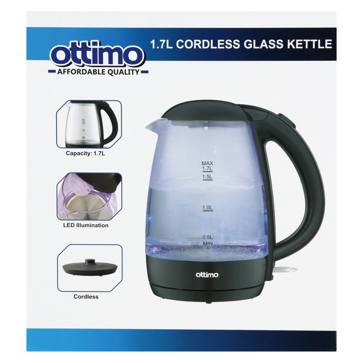 Ottimo Cordless Kettle Glass 1.7L