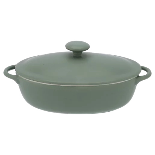 Oval Matte Green Casserole 34.5cm