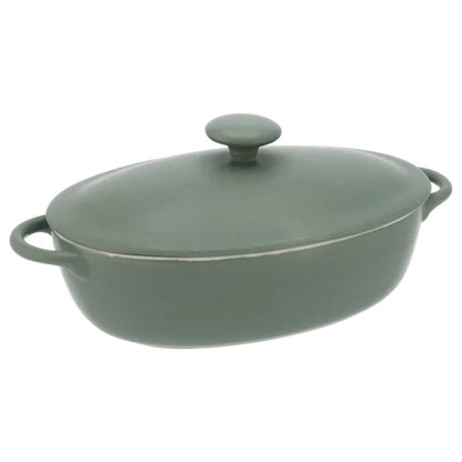 Oval Matte Green Casserole 34.5cm