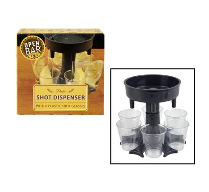 Plastic Shot Dispenser with 6 Glasses