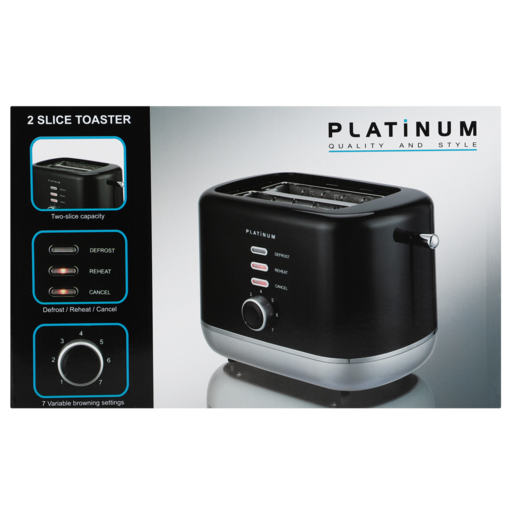 Platinum Black 2 Slice Toaster