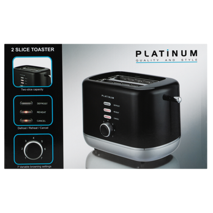 Platinum Black 2 Slice Toaster