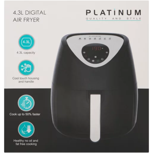 Platinum Black & Silver Digital Air Fryer 4.3L