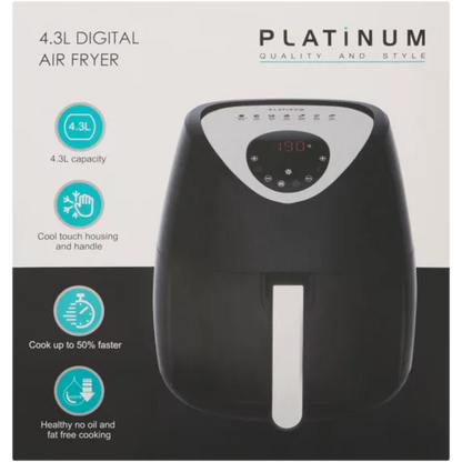 Platinum Black & Silver Digital Air Fryer 4.3L