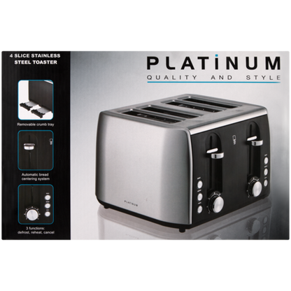 Platinum Brushed Stainless Steel 4 Slice Toaster