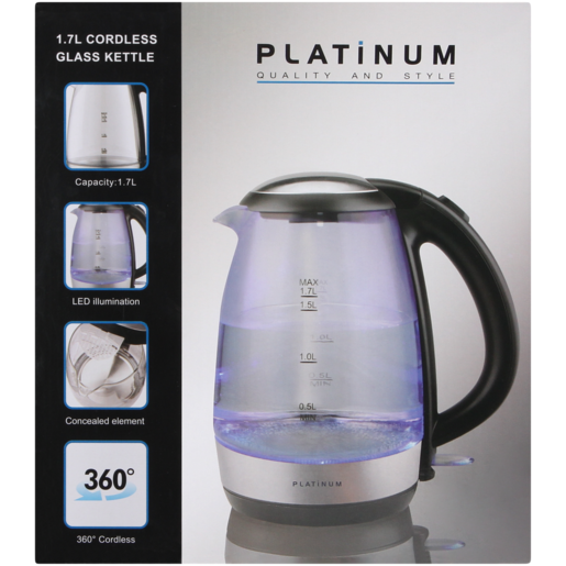 Platinum Cordless Glass Kettle 1.7L