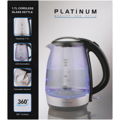 Platinum Cordless Glass Kettle 1.7L