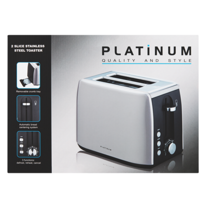 Platinum Stainless Steel 2 Slice Toaster