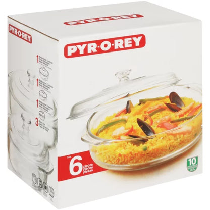 Pyr-O-Rey Round Glass Casserole Set 6 Piece