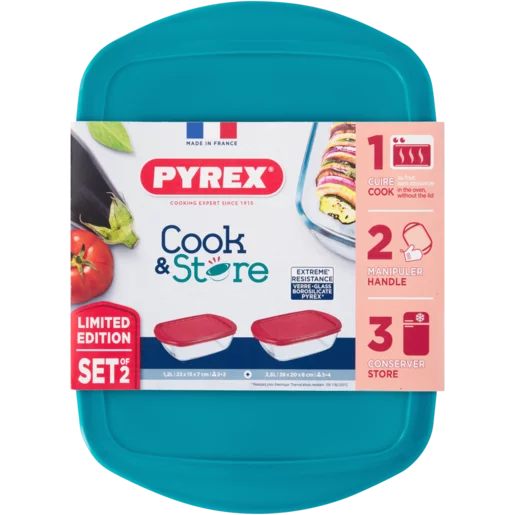 Pyrex Blue Cook & Store Glass Casserole Set - 2 Piece