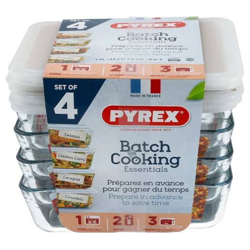 Pyrex Glass Batch Cooking Set 4 Piece