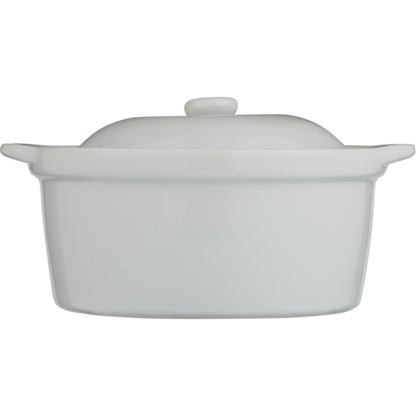 Round White Casserole Dish with Lid - 19cm