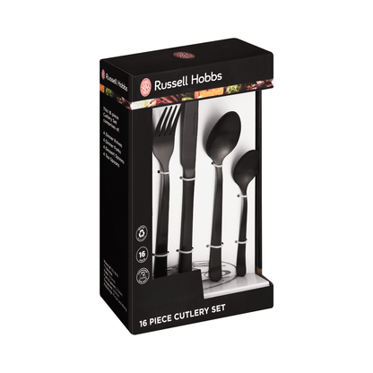 Russel Hobbs 16 Piece Matt Cutlery Set Black