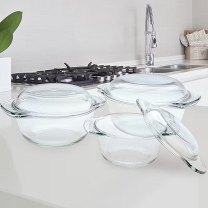 Russell Hobbs Classique 3 Piece Curved Casserole Set With Lid