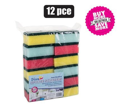 Green Pad Foam Scourer 12Pc Rainbow