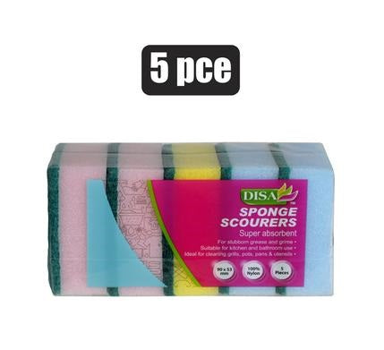 Green Pad Foam Scourer 5 Piece Rainbow Colours