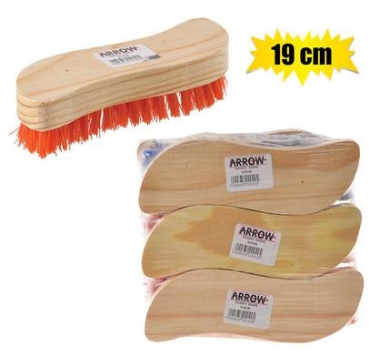 Scrubbing Brush with Wooden Back 19cm S-Shape