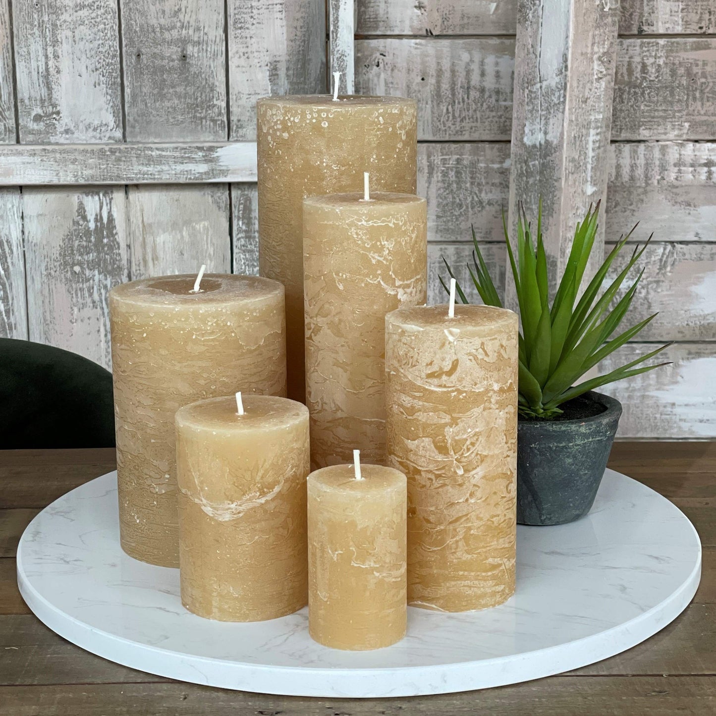 Sand Frosted Pillar Candle 20cm