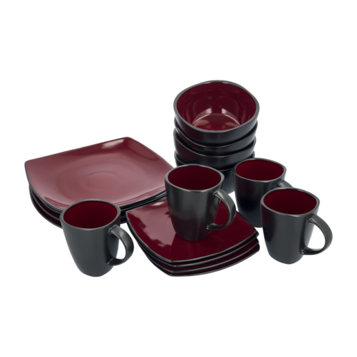 Sienna Black Fine Stoneware Dinner Set - 16 Piece