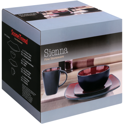 Sienna Black Fine Stoneware Dinner Set - 16 Piece