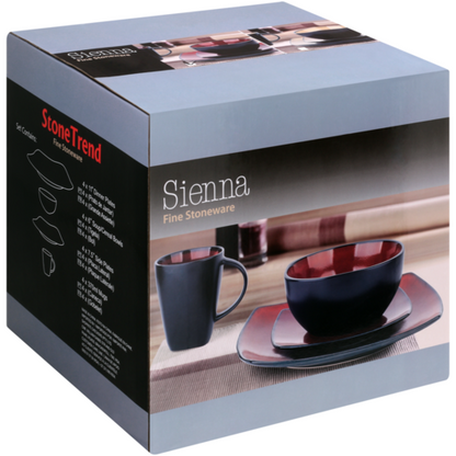 Sienna Black Fine Stoneware Dinner Set - 16 Piece