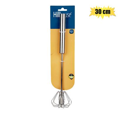 Stainless Steel Egg Whisk Rotary Push 30cm