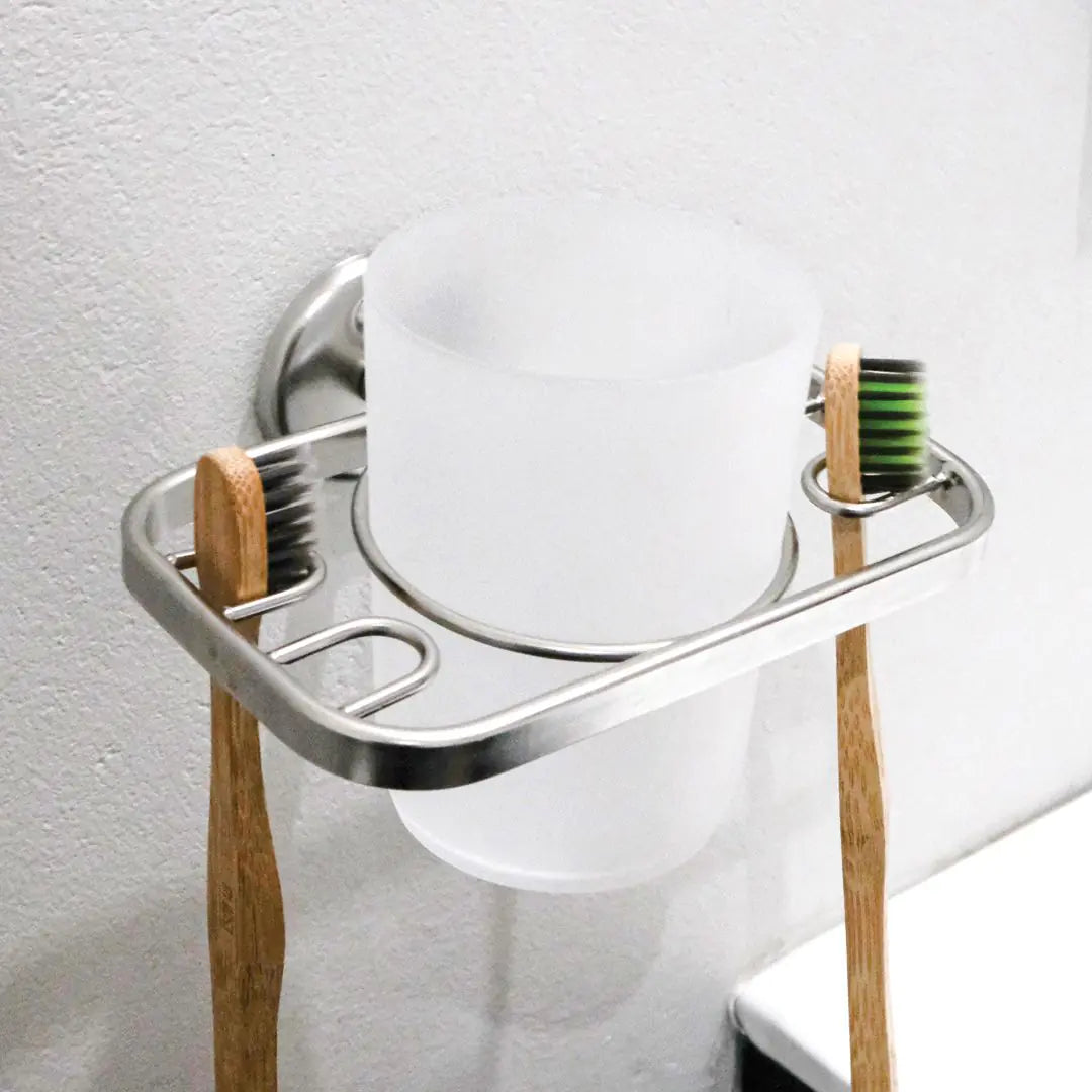 Stainless Steel Toothbrush Holder With Tumbler