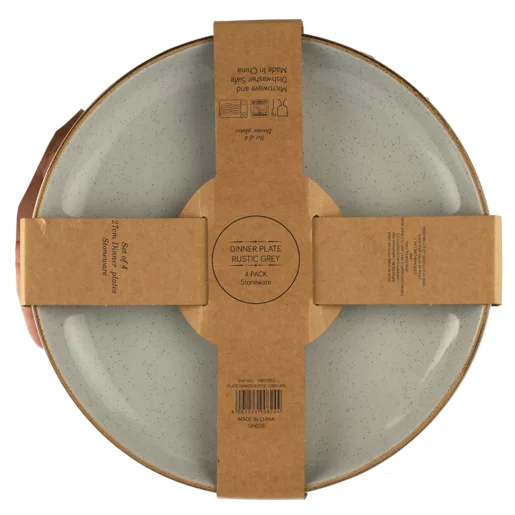 Stoneware Rustic Grey Dinner Plates - 4 Pack