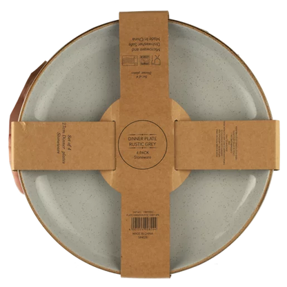 Stoneware Rustic Grey Dinner Plates - 4 Pack