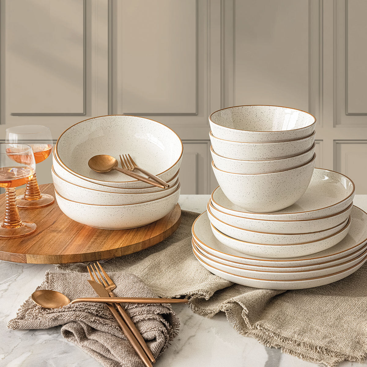 Stoneware Rustic Grey Dinner Plates - 4 Pack