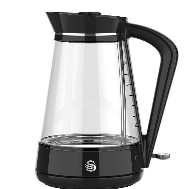 Swan 1,7 Litre Glass Jug Kettle Black