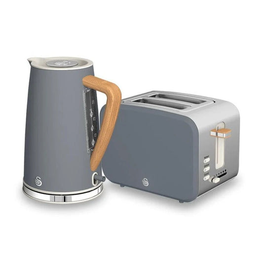 Swan Nordic Polished Stainless Steel Cordless Kettle & 2 Slice Toaster