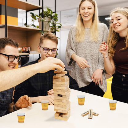 Tower Blocks Drinking Game & 4 Glasses