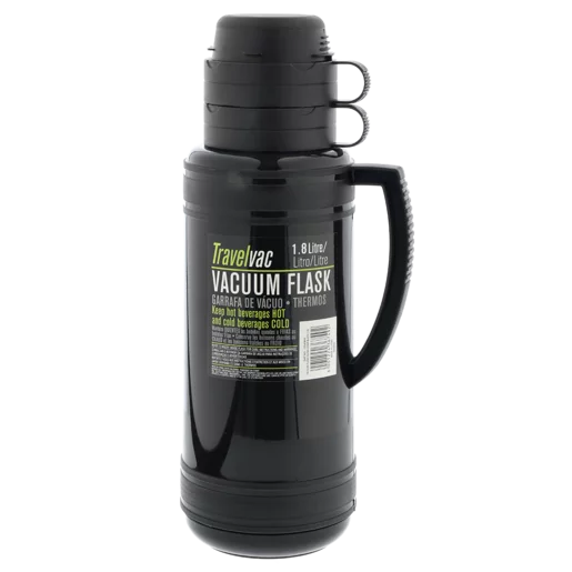 TravelVac Black Plastic Vacuum Flask 1.8L