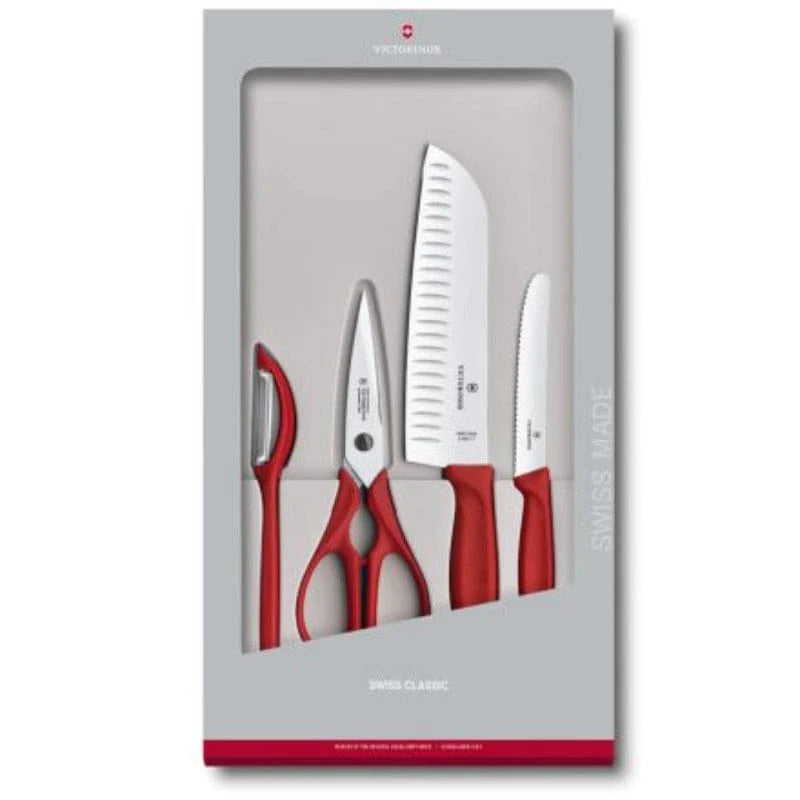 Victorinox Swiss Classic Kitchen Set 4 Pieces in Gift Box Red