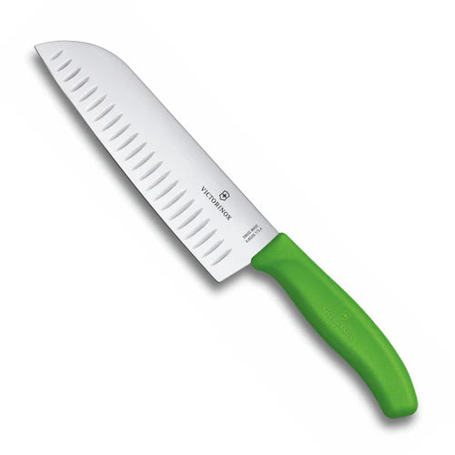 Victorinox Swiss Classic Santoku Knife Fluted Blade -Green 17cm Blister