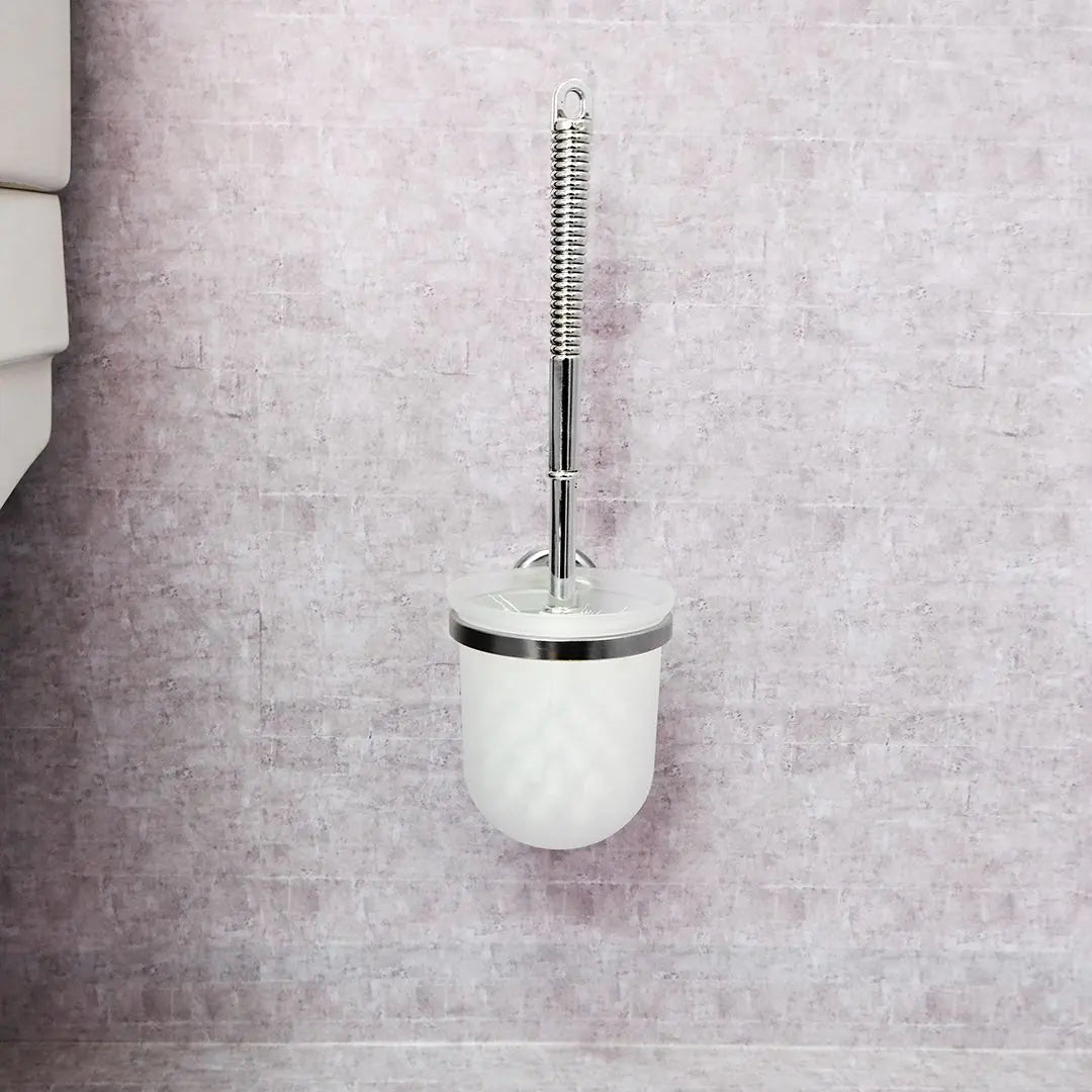 Wall Mounted Toilet Brush Holder Set - Chrome Plated