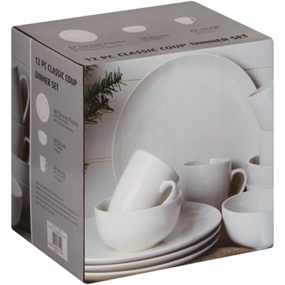 White Classic Coup Dinner Set 12 Piece