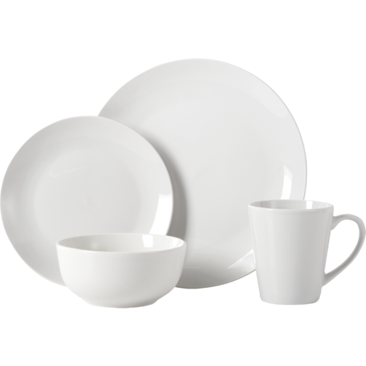 White Coupe Charm Dinner Set 16 Piece